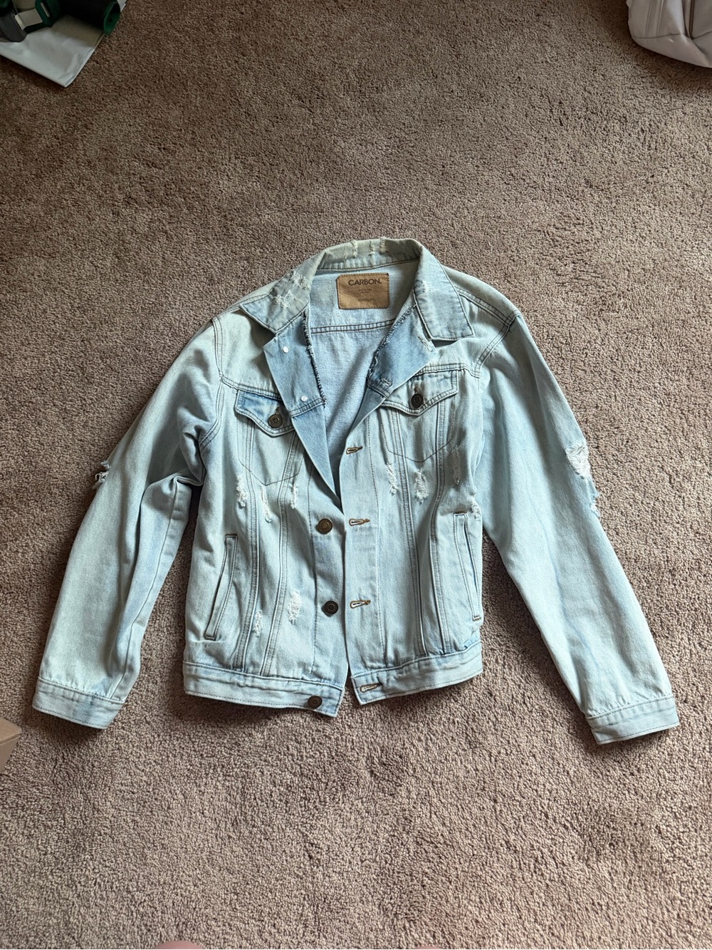 Carbon Light Blue Distressed Denim Jacket